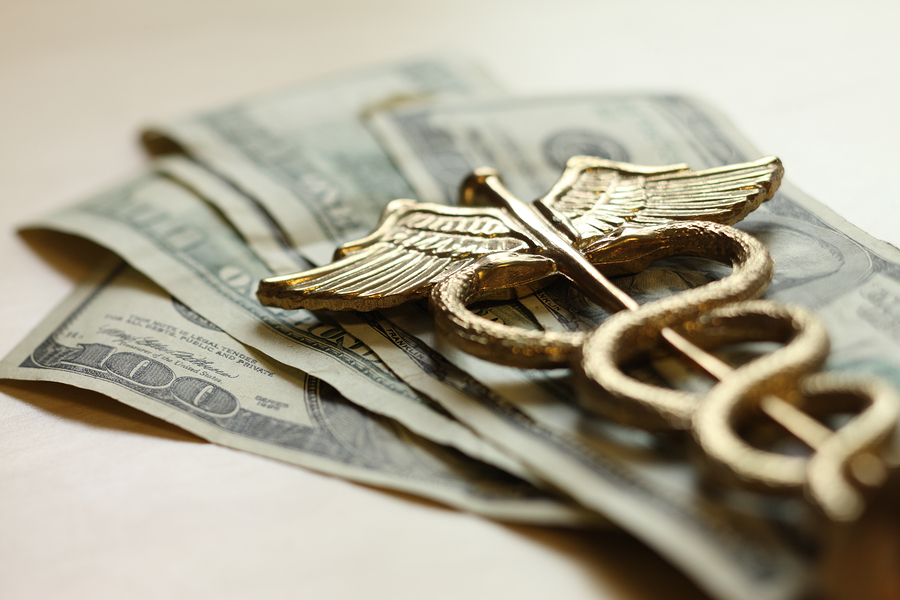 Photo of Caduceus on U.S. money.