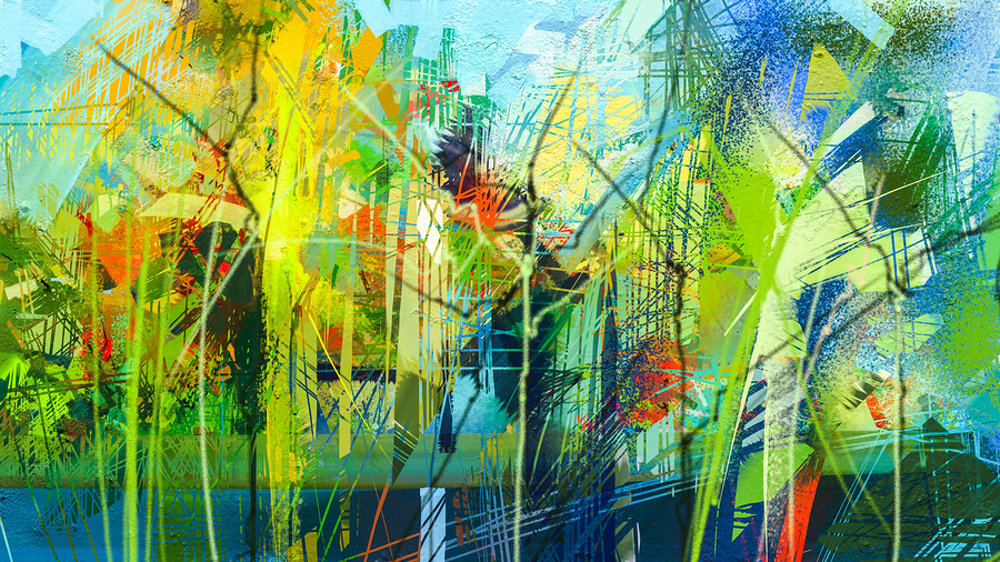 Abstract colorful oil painting on canvas texture.